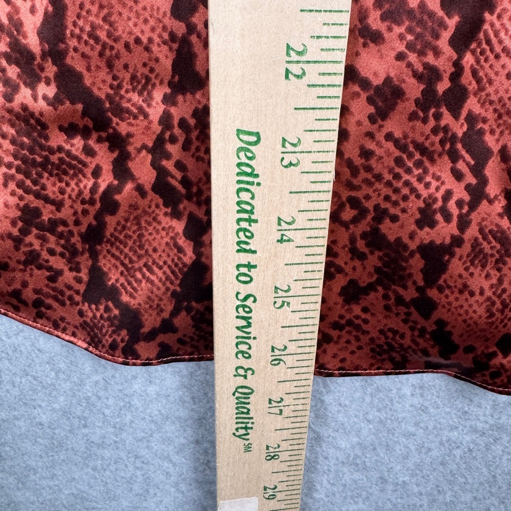 Cinq a Sept Top Womens XS Pink Brown Button Down Snake Satin Animal Print Blouse - Picture 5 of 7